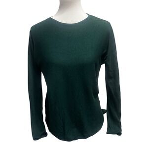 Michael Kors Womens Hunter Green Crew Neck High-Low Knit Sweater Top Small Logo
